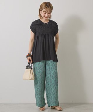 AMERICAN HOLIC シャーリング半袖フレアプルオーバー Black