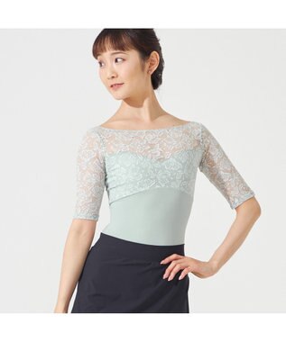 Chacott ◎【Nela ライン】ハーフスリーブレオタード アクアグリーン