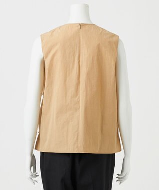 23区 S 【R(アール)】ナイロンタフタワッシャー  ノースリーブブラウス ベージュ系