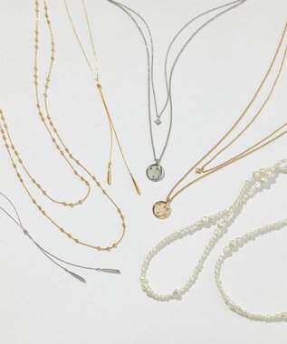 23区 クリスタル付き 2WAY コイン ネックレス シルバー系