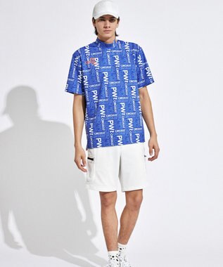 PW CIRCULUS 【UVカット / 吸水速乾 / 伸縮性抜群】【MEN】PWロゴ柄モック サックスブルー系5