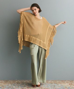 GRACE CONTINENTAL ニットフリンジケープ ベージュ