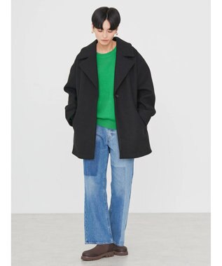 AMERICAN HOLIC 中空ＦＩＢＥＲコクーンミディコート Black