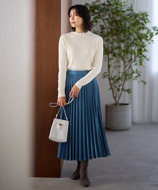 ANY 【大好評につき新色登場/洗濯機可/ウエストゴム】プリーツスカート スレートブルー