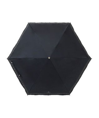 MOONBAT 【遮光率100％/遮熱/UV】LANVIN en Bleu (ランバン オン ブルー)晴雨兼用日傘 ピコレース シルバーラメ刺繍 折りたたみ傘 簡単開閉 ディープブルー