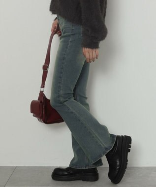 WEGO ストレッチフレアデニムパンツ デニム中濃加工色