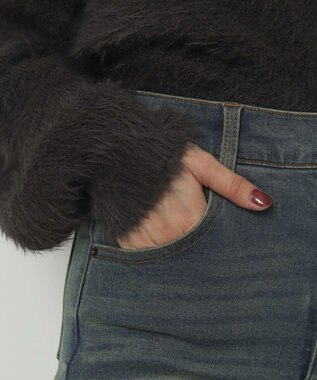 WEGO ストレッチフレアデニムパンツ デニム中濃加工色