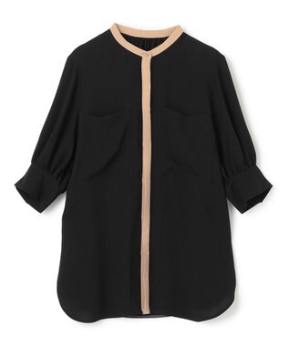 BEIGE， SIBYLLE /  配色カラーパフスリーブブラウス Black  x L.Camel