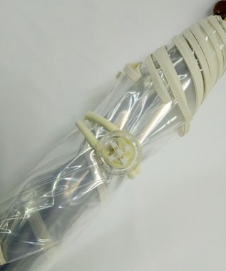 +RING 【プラスリング】【数量限定】 UNISEX 雨傘（長）55cm WHT パッチワークパイピングビニール傘 白～オフホワイト