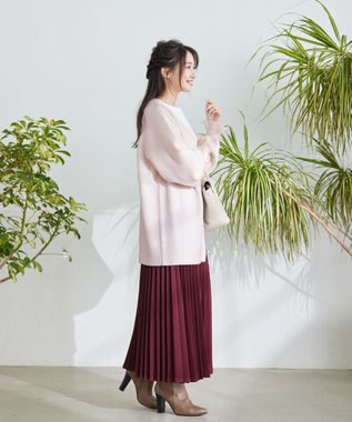 Tiaclasse 【ウエストゴム・洗える】カットソーアコーディオンプリーツスカート ボルドー