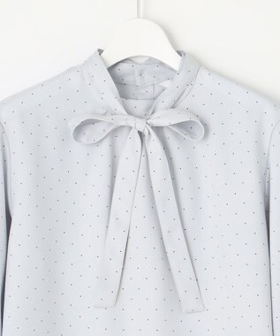 J.PRESS LADIES 【洗える・吸水速乾】 ライトアムンゼンドットPT リボン ブラウス サックスブルー系5