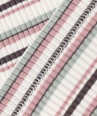 ANY KIDS 七分袖 テレコボーダー Tシャツ エクリュ系