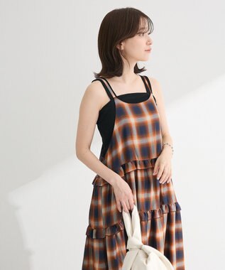 Green Parks ・Ｐｅｔｉｔ　Ｆｌｅｕｒ　オンブレーチェックキャミワンヒ Brown