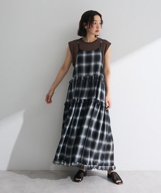 Green Parks ・Ｐｅｔｉｔ　Ｆｌｅｕｒ　オンブレーチェックキャミワンヒ Navy