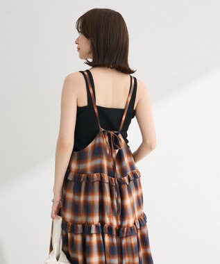 Green Parks ・Ｐｅｔｉｔ　Ｆｌｅｕｒ　オンブレーチェックキャミワンヒ Brown