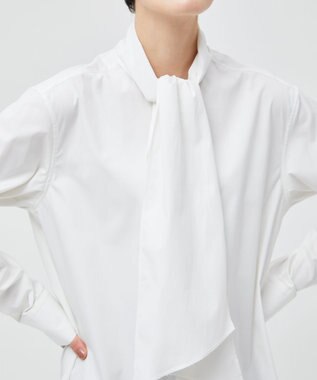 BEIGE， 【洗える】CROIX / コットンボウタイブラウス White