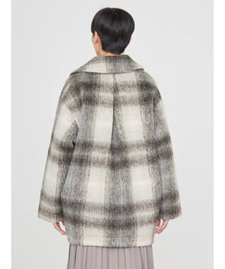 AMERICAN HOLIC チェックコクーンミディコート Check Ivory