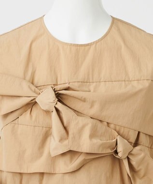 23区 S 【R(アール)】ナイロンタフタワッシャー  ノースリーブブラウス ベージュ系