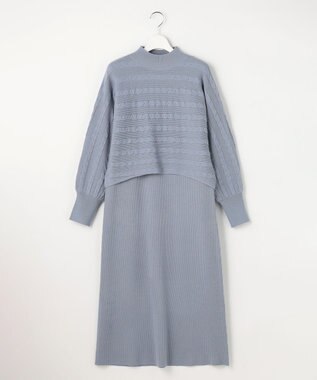 ANY SIS S 【2SET】ニット ボレロ × ワンピース セット ライトブルー×アイボリー