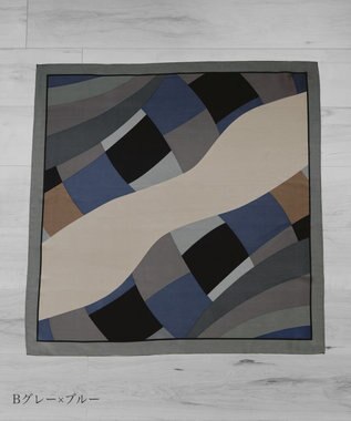 Tiaclasse 【小倉優子さん着用・選べる柄タイプ】大判スカーフ Bグレーブルー