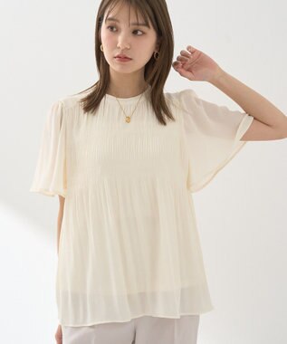 earth music&ecology マジョリカプリーツ半袖ブラウス