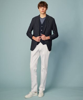 JOSEPH ABBOUD 【リネン素材/清涼感/吸水速乾】リネン天竺ボーダー Ｔシャツ サックスブルー系1