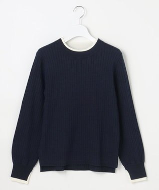 ANY SIS S 【WEB・一部店舗限定】ダブルカラー ニット ネイビー