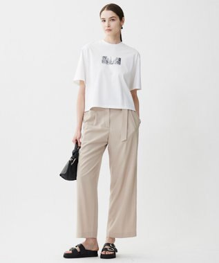 ICB L 【接触冷感・UVケア・洗える】クロップド ロゴTEE オフホワイト系