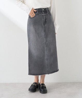 earth music&ecology ウエストフリンジデニムスカート Black