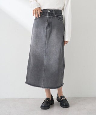 earth music&ecology ウエストフリンジデニムスカート Black