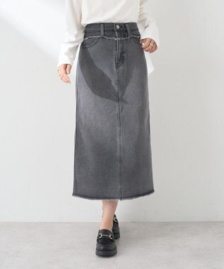 earth music&ecology ウエストフリンジデニムスカート Black