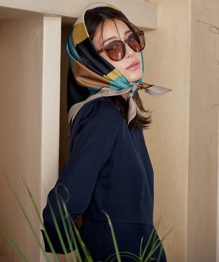 Tiaclasse 【小倉優子さん着用・選べる柄タイプ】大判スカーフ Bベージュターコイズ