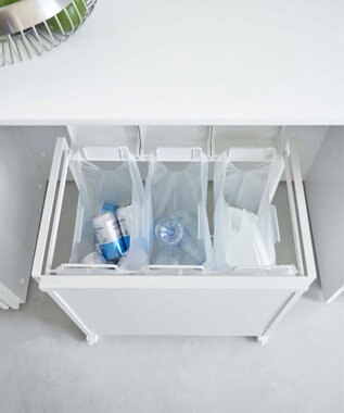  蓋付き目隠し分別ダストワゴン タワー 3分別 ホワイト