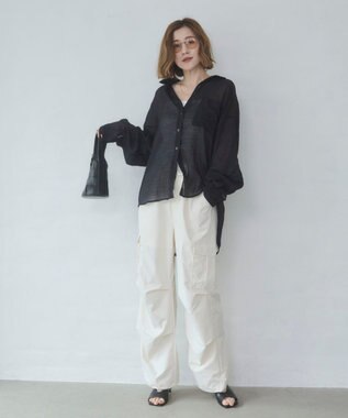 WEGO 【ウエストゴム】イージーパラシュートカーゴパンツ オフホワイト