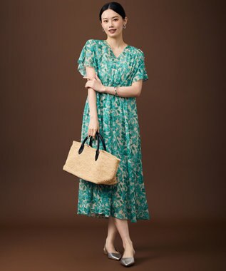  ハーバリウムフラワープリントVネック ワンピース