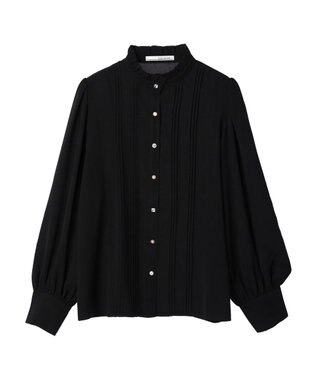 Green Parks ・ＥＬＥＮＣＡＲＥ　ＤＵＥ　イロイロ釦ピンタックブラウス Black