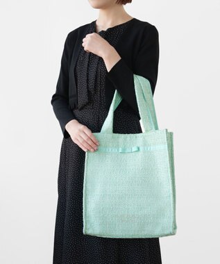 TOCCA 【キャンセル分販売！】【A4サイズ対応】COLOR OF GLORY CUSTOMIZED BAG カスタマイズ トートバッグ グリーンツイード×細リボン