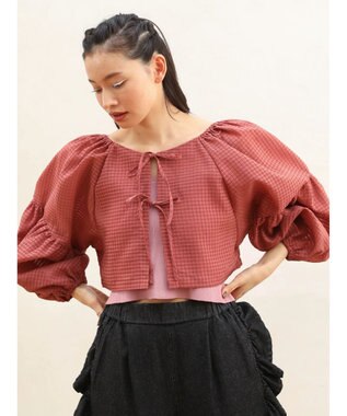 Green Parks ■ＥＳＣＡＲ　２ｗａｙ　シアーギンガムプルオーバー Dark Pink