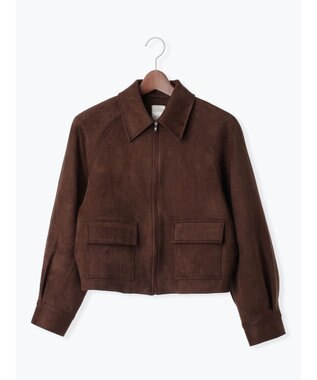 Te chichi ファブリックアソート衿付きブルゾン ブラウン