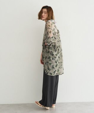 YECCA VECCA フラワー柄シアーロングシャツ Black