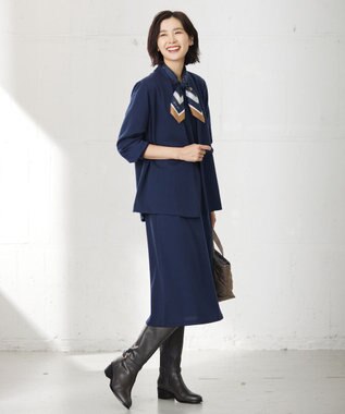 J.PRESS LADIES 【洗える】セルロースリバー スカート ダルブルー系