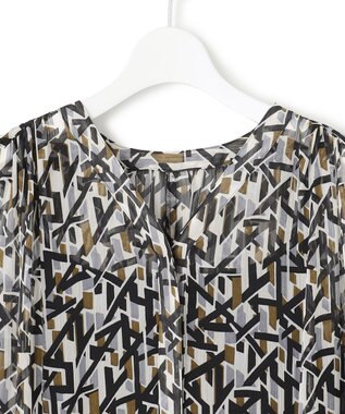 23区 L 【洗える】Ratti アブストラクトプリント ワンピース ブラックプリント