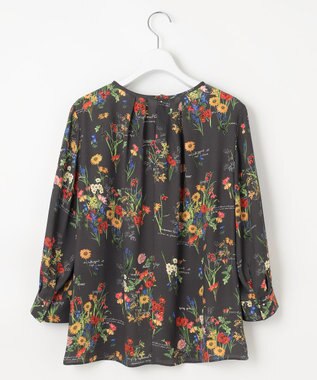 自由区 【洗える】フラワーガーデンプリント ブラウス スレート