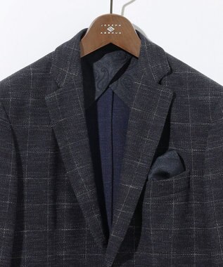 JOSEPH ABBOUD 【イタリア素材/軽量/ストレッチ】サマーツィードジャージーチェック プリント ジャケット ネイビー系4