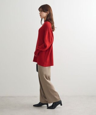 Green Parks 洗えるモックネックニットプルオーバー Red