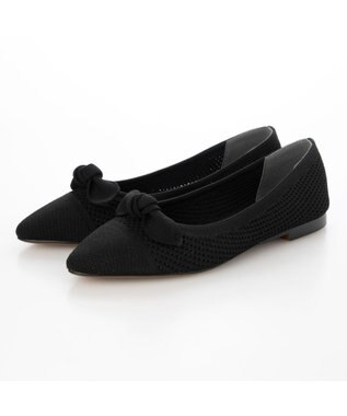 ing <ing>【サステナブル】２WAYポインテッドトゥニットパンプス ブラック