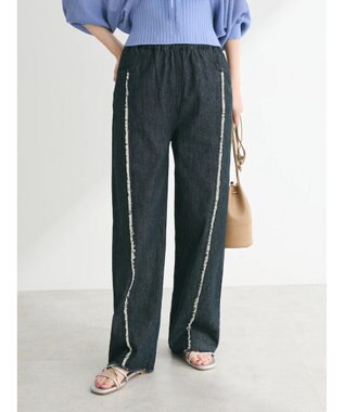 Green Parks ・Double Flags デニムフリンジラインパンツ Black