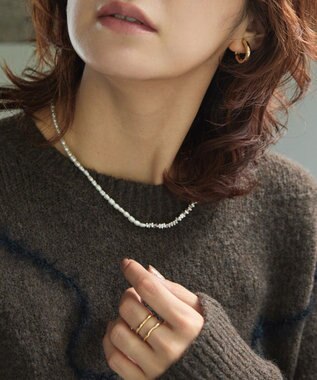 AMERICAN HOLIC パールミックスネックレス Silver