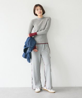CRAFT STANDARD BOUTIQUE 洗える/とてもち配色モックネックリブニットプルオーバー/24AW Gray