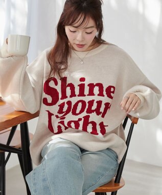 WEGO グラフィックBIGニットプルオーバー オフホワイト